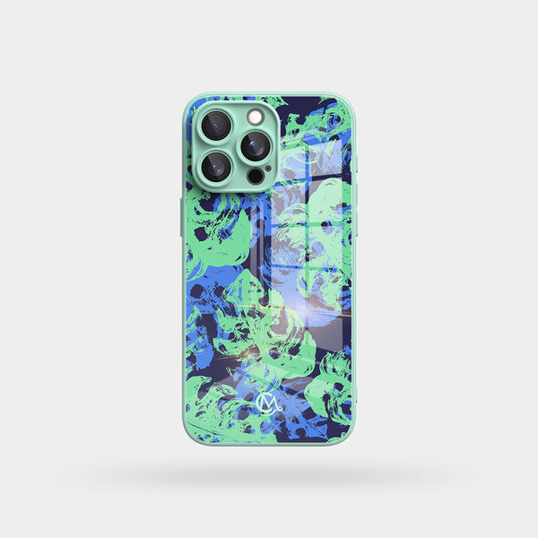 Hand Painted Monsteras - Macaron Tempered Glass iPhone Case