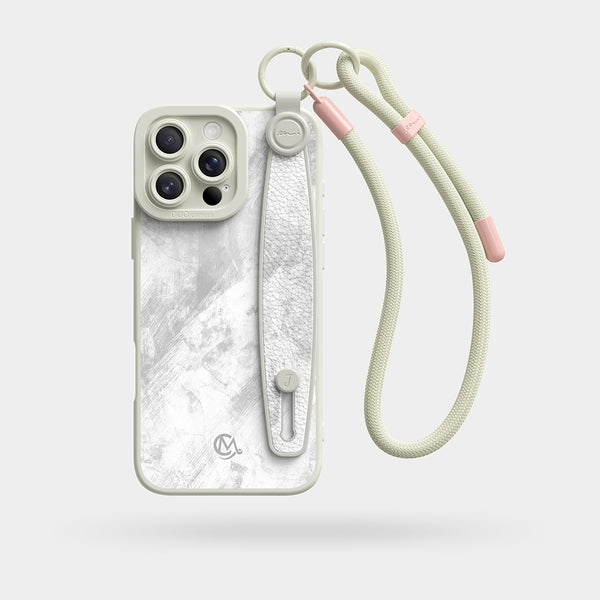 White ash - Wrist Strap Liquid Silicone iPhone Case