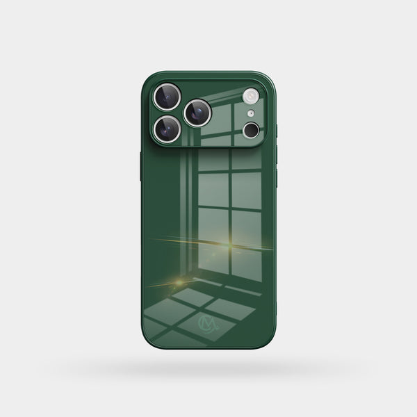Macaron (Dark Green) Tempered Glass iPhone Case