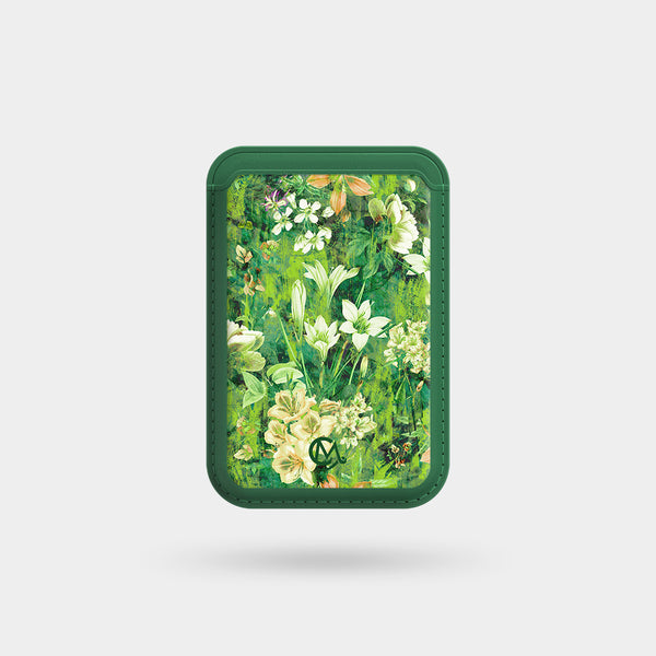 Green Blooming Garden - Leather Wallet MagSafe Compatible
