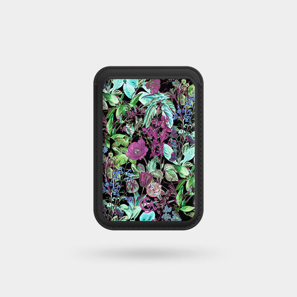Glowing Flowers - Leather Wallet MagSafe Compatible