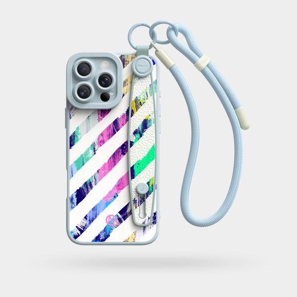 Color Stripes - Wrist Strap Liquid Silicone iPhone Case